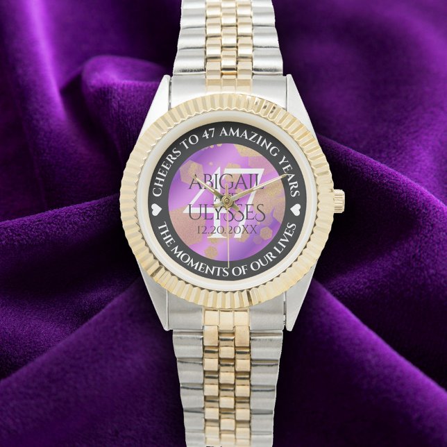 Reloj De Pulsera Elegante 47° Aniversario del Boda Ametista (Elegant 47th Amethyst Wedding Anniversary Wristwatch Cover Photo)