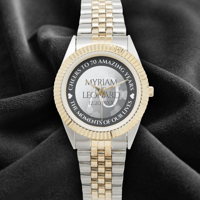 Reloj De Pulsera Elegante 70° Aniversario del Boda Platino (Elegant 70th Platinum Wedding Anniversary Wristwatch Cover Photo)