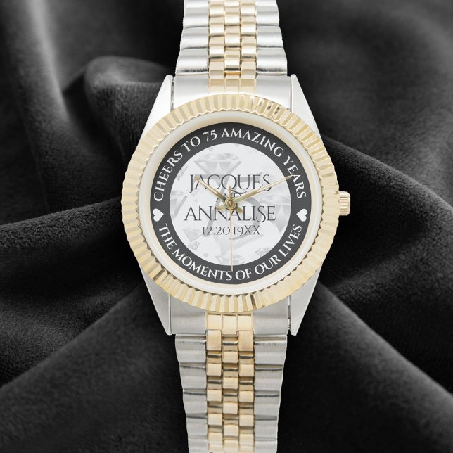 Reloj De Pulsera Elegante 75° Aniversario del Boda del Diamante (Elegant 75th Diamond Wedding Anniversary Wristwatch Cover Photo)