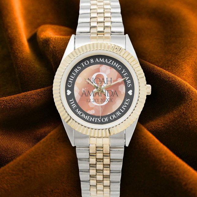 Reloj De Pulsera Elegante 8° Aniversario del Boda de Bronce (Elegant 8th Bronze Wedding Anniversary Wristwatch Cover Photo)