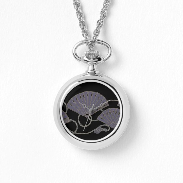 Reloj De Pulsera Elegante Abanico Morado (Anverso)