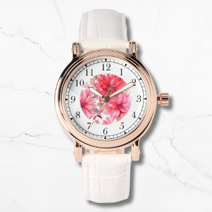 Reloj De Pulsera Elegante acuarela rosa Floral Moda estilo Womans