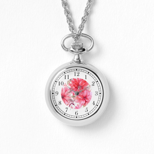 Reloj De Pulsera Elegante acuarela rosa Floral Moda estilo Womans (Anverso)