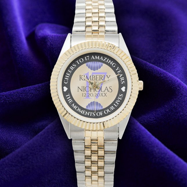 Reloj De Pulsera Elegante aniversario Boda de 17 conchas (Elegant 17th Shells Wedding Anniversary Wristwatch Cover Photo)