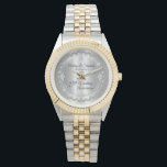 Reloj De Pulsera Elegante aniversario Boda de diamantes plateados 2<br><div class="desc">Esta elegancia ostentosa enmarca este 25 aniversario boda en un diseño único de diamante de vieiras con rombo central con chispas falsas añadidas en un gradiente de tono plateado. Diseño original de Holiday Hearts Designs (derechos reservados). Por favor, tenga en cuenta que todos los adornos están impresos y solamente están...</div>