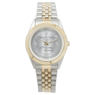 Reloj De Pulsera Elegante aniversario Boda de diamantes plateados 2