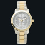 Reloj De Pulsera Elegante aniversario del 60 aniversario del Boda d<br><div class="desc">La elegancia ostentosa enmarca este diseño de aniversario 60 bodas en un diseño único de diamante de vieiras con diamante de lágrima central con chispas falsas añadidas en un gradiente de color plateado. Diseño original de Holiday Hearts Designs (derechos reservados). Por favor, tenga en cuenta que todos los adornos están...</div>