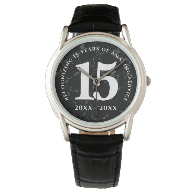 Reloj De Pulsera Elegante Aniversario del Trabajo del Mármol Negro  (Anverso)