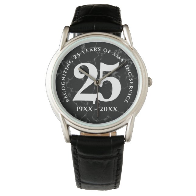 Reloj De Pulsera Elegante Aniversario del Trabajo del Mármol Negro  (Anverso)