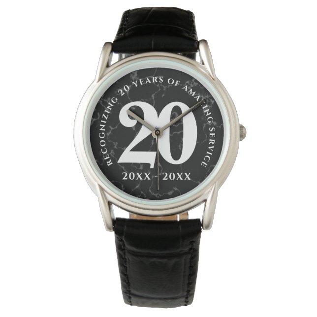 Reloj De Pulsera Elegante Aniversario del Trabajo del Mármol Negro  (Anverso)