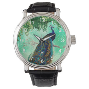 Reloj De Pulsera Elegante arte de pavo real
