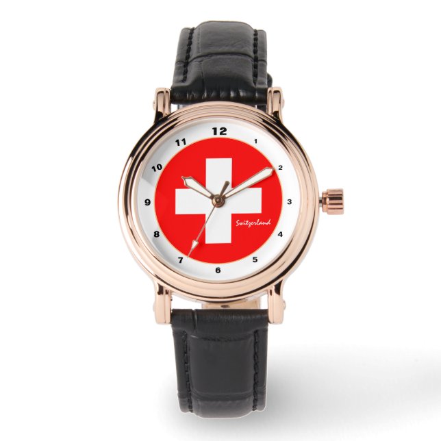 Reloj De Pulsera Elegante Bandera Suiza y diseño de moda y Suiza (Anverso)