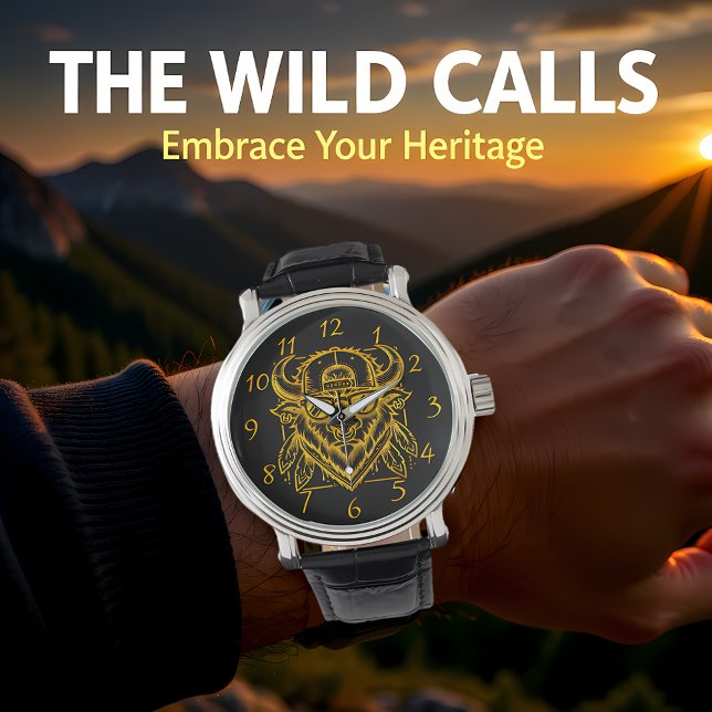 Reloj De Pulsera Elegante Bison dorado con gafas de sol y Gorra (Subido por el creador)