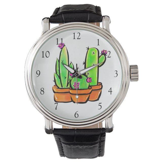 Reloj De Pulsera Elegante boho Cactus cacti succulents (Anverso)