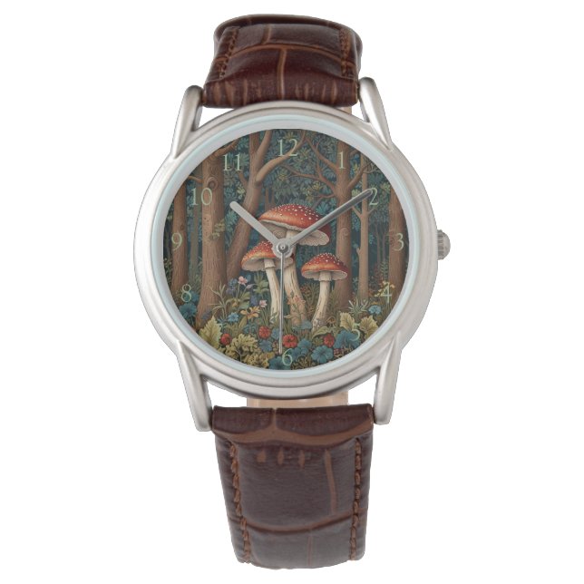Reloj De Pulsera Elegante bosque boscoso de setas boho (Anverso)
