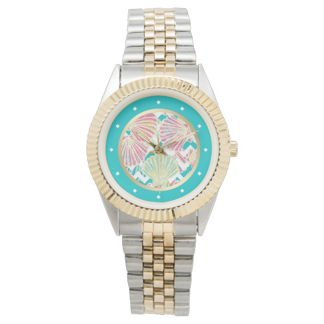 Reloj De Pulsera Elegante Chevron Seashells (Anverso)
