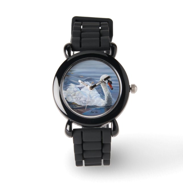 Reloj De Pulsera Elegante cisne blanco sobre el agua (Anverso)