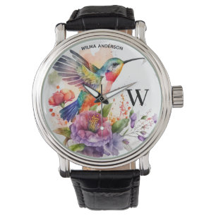 Reloj De Pulsera Elegante Colibrí Colibrí Monograma Con Nombre