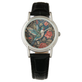 Reloj De Pulsera Elegante colibrí volador William Morris inspirado