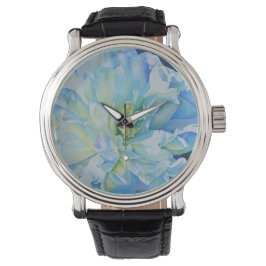 Reloj De Pulsera Elegante color azul verde azulado de agua floral
