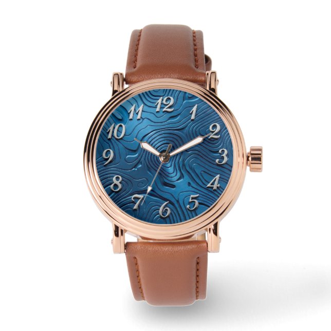 Reloj de pulsera elegante con dial azul (Anverso)