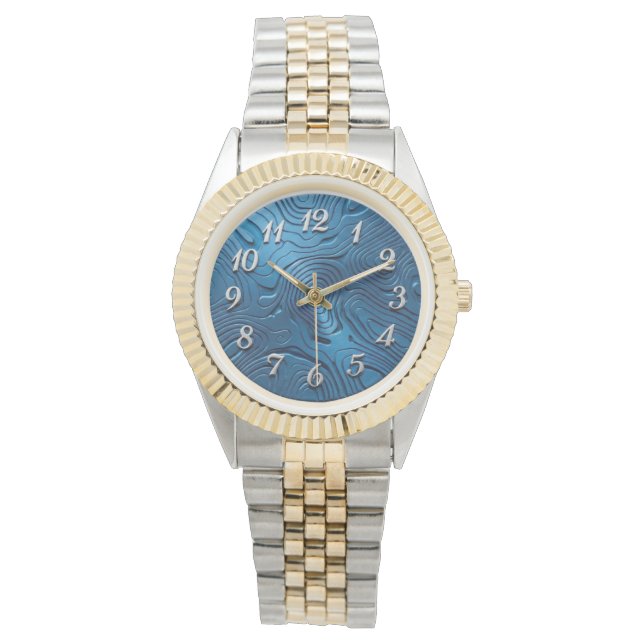 Reloj de pulsera elegante de 2 tonos con esfera az (Anverso)