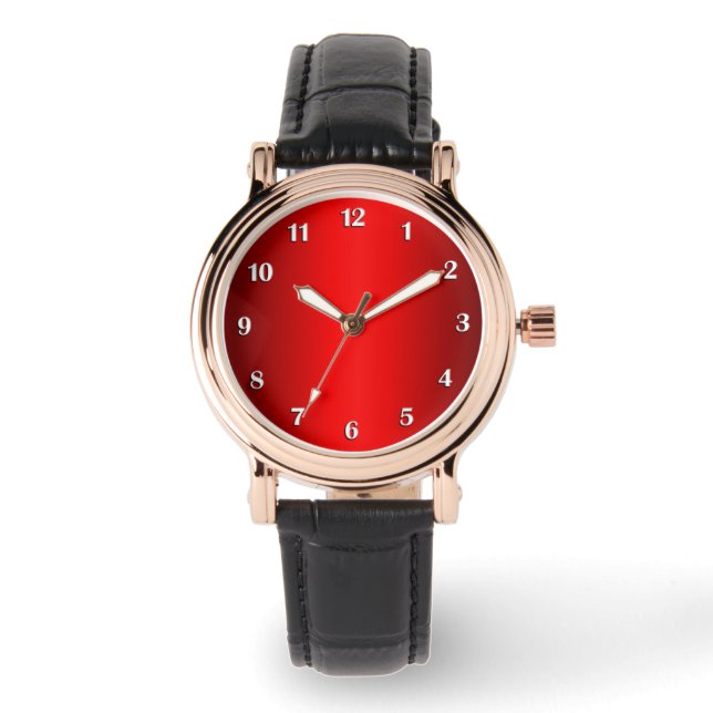 Reloj De Pulsera Elegante degradado rojo con números blancos (Anverso)