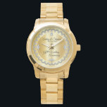 Reloj De Pulsera Elegante Diamantes de Oro 50 Aniversario Boda<br><div class="desc">La elegancia ostentosa enmarca este diseño de aniversario boda en un diseño único de diamante de vieiras con rombo central con chispas falsas añadidas en un gradiente de tono dorado. Por favor, tenga en cuenta que todos los adornos están impresos y solamente están hechos para aparecer lo más reales posible...</div>