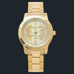 Reloj De Pulsera Elegante Diamantes de Oro 50 Aniversario Boda<br><div class="desc">La elegancia ostentosa enmarca este diseño de aniversario boda en un diseño único de diamante de vieiras con rombo central con chispas falsas añadidas en un gradiente de tono dorado. Por favor, tenga en cuenta que todos los adornos están impresos y solamente están hechos para aparecer lo más reales posible...</div>