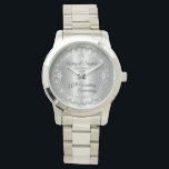 Reloj De Pulsera Elegante Diamantes del Corazón Diez Aniversario Bo<br><div class="desc">Esta elegancia ostentosa enmarca este décimo boda diseño de aniversario en un único diseño de diamante de vieiras con diamante de lágrima central con chispas falsas añadidas en un gradiente de color estaño. Diseño original de Holiday Hearts Designs (derechos reservados). Por favor, tenga en cuenta que todos los adornos están...</div>