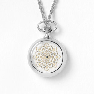 Reloj De Pulsera Elegante Dot dorado y blanco Mandala