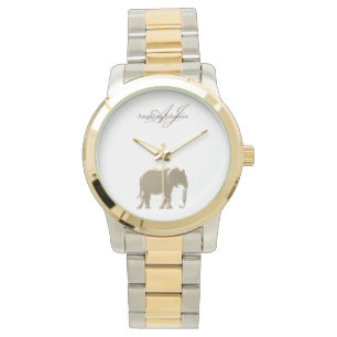 Reloj De Pulsera Elegante Elefante Dorado Monogramado con Clase