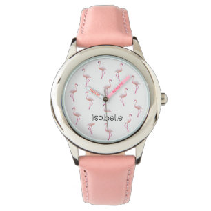 Reloj De Pulsera Elegante flamenco blanco rosado   Personalizado de