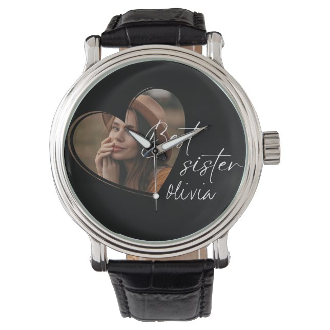 Reloj De Pulsera Elegante foto de hermana elegante negro moderno (Anverso)