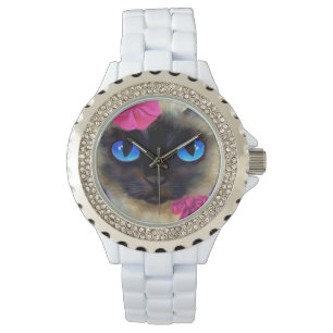 Reloj De Pulsera Elegante gato siamés elegante Ilustracion de cint
