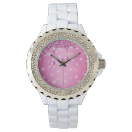 Reloj De Pulsera Elegante goteo de Purpurina rosado caliente
