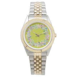 Reloj De Pulsera Elegante Green Modern Floral Women's Watch