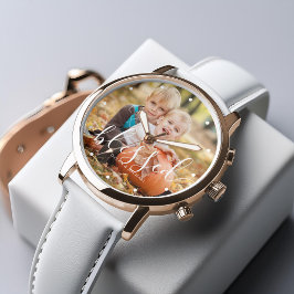 Reloj De Pulsera Elegante guión "bendecido" Personalizado Photo Wat