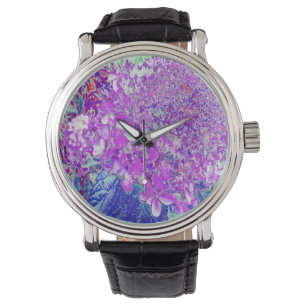 Reloj De Pulsera Elegante hidrangea liga púrpura y azul