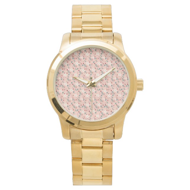 Reloj De Pulsera Elegante hogar de patrones rosados frorales (Anverso)