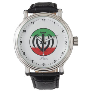 Reloj De Pulsera Elegante Irán Watch y Bandera Iraní / Teherán