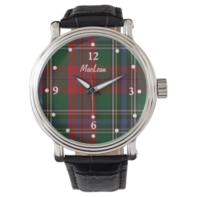 Reloj De Pulsera Elegante MacLean Tartan Plaid Faced Personalizado  (Anverso)