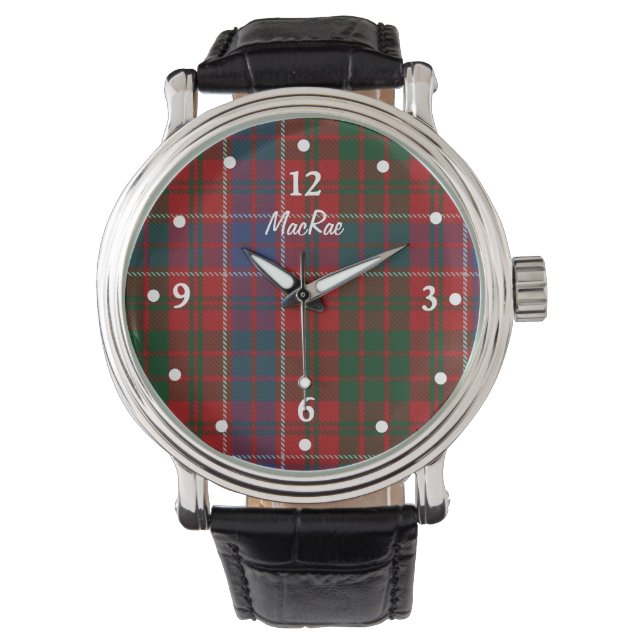 Reloj De Pulsera Elegante MacRae Plaid Faced Personalizado Watch (Anverso)