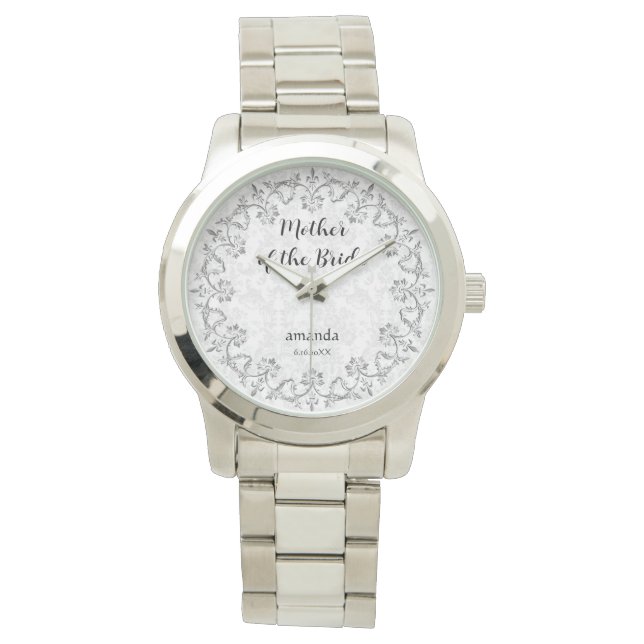 Reloj De Pulsera Elegante madre plateada de novia (Anverso)