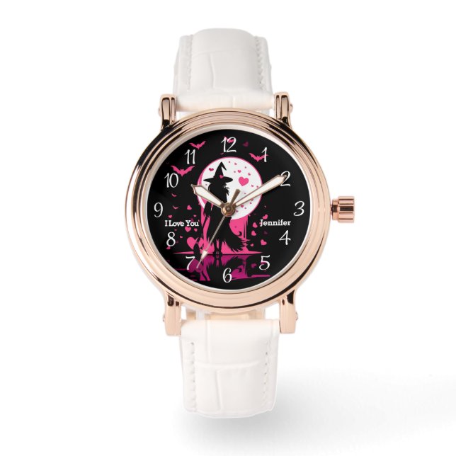 Reloj De Pulsera Elegante Magical Gótica Valentina Bruja te amo (Anverso)