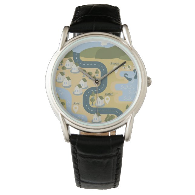 Reloj De Pulsera Elegante mapa de viajes de vacaciones de personali (Anverso)