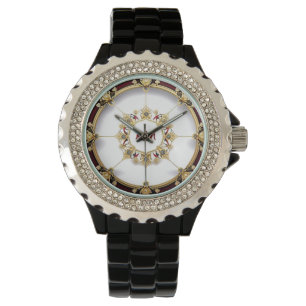 Reloj De Pulsera Elegante Marco Circular Dorado