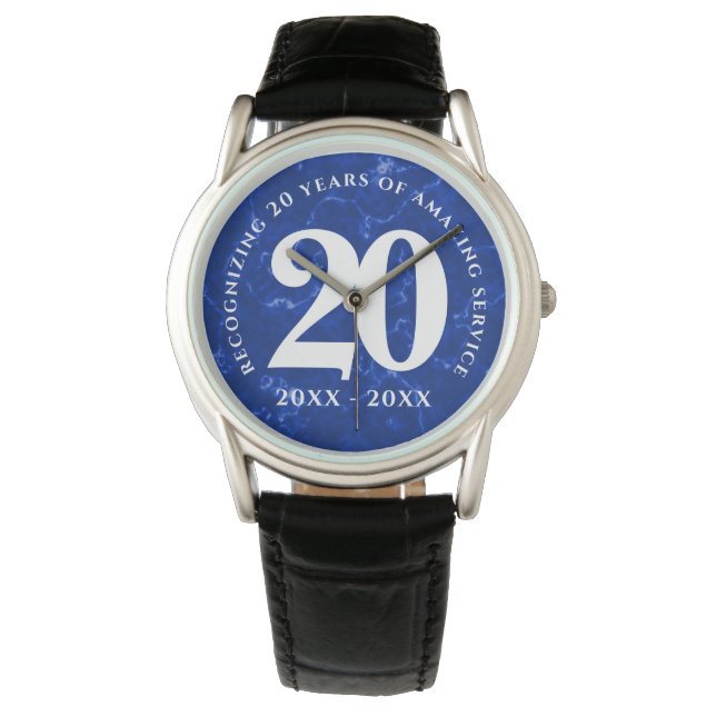 Reloj De Pulsera Elegante mármol azul 20 años de trabajo aniversari (Anverso)