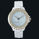Reloj De Pulsera elegante mármol blanco púrpura rosa azul violeta<br><div class="desc">Los bonitos colores de los dulces y el elegante aspecto de mármol.</div>