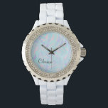 Reloj De Pulsera elegante mármol blanco púrpura rosa azul violeta<br><div class="desc">Los bonitos colores de los dulces y el elegante aspecto de mármol.</div>